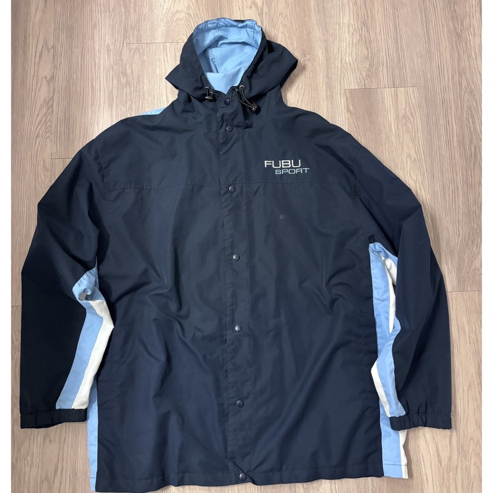 Men's vintage FUBU Sport windbreaker jacket 2XL Blue - Picture 7 of 16